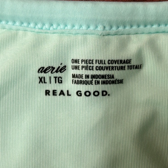 Aerie Size XL Teal One-Piece Bathing Suit Swimsuit Ribbed Crinkle NWT - Picture 3 of 4